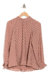 Daniel Rainn Long Sleeve Swiss Dot Blouse In A935 Rosy Brown