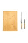 French Home 2-piece Connoisseur Olive Wood Carving Knife & Bamboo Cutting Board In Olive Wood
