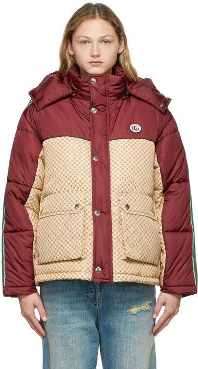 Gucci Gg Parachute Padded Colour-block Jacket In Rosso