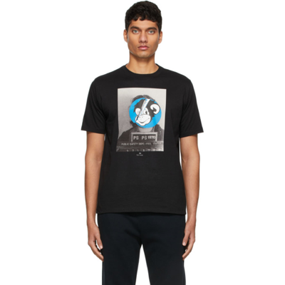 Ps By Paul Smith Photofit Monkey Organic Cotton Graphic Tee In Black