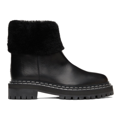 Proenza Schouler Black Shearling Lug Sole Ankle Boots