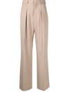 Ami Alexandre Mattiussi High-waisted Flared Wool Trousers In Neutrals