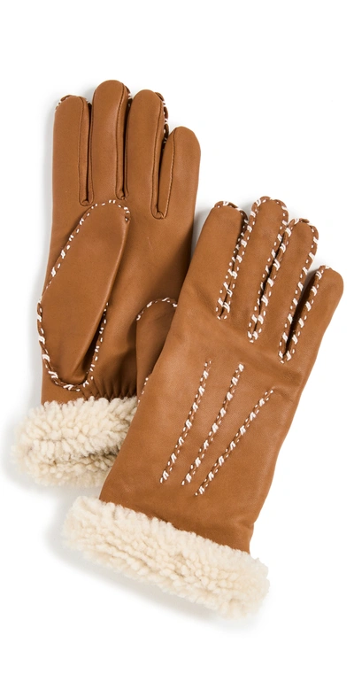 Agnelle Marie Louise Brown Leather Gloves