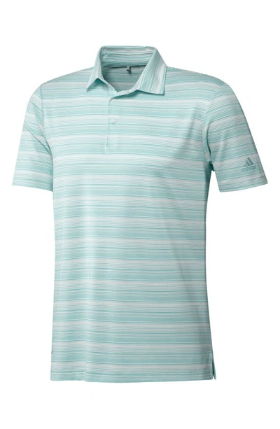 Adidas Golf Heather Snap Performance Polo In Halo Mint/ White