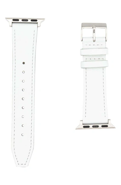 Rebecca Minkoff 20mm Smooth Leather Watch Strap In White