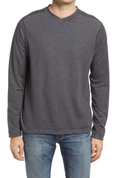 Johnston & Murphy Reversible Long Sleeve Top In Charcoal/ Blue
