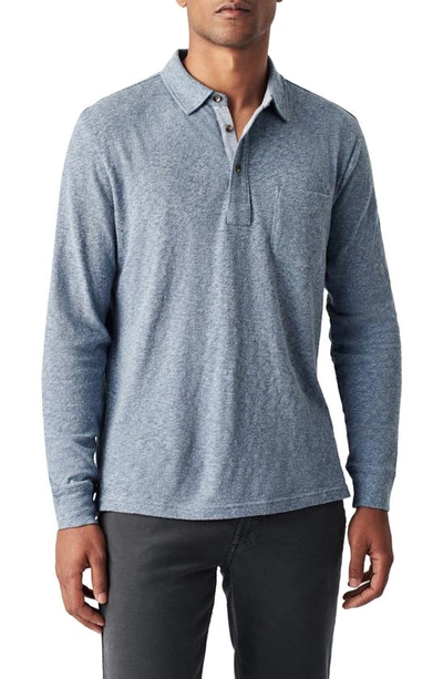 Faherty Luxe Organic Cotton Heather Long Sleeve Polo In Flint Heather