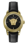 VERSACE PALAZZO EMPIRE LEATHER STRAP WATCH, 43MM,VERD01320