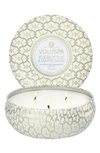 Voluspa Eucalyptus & White Sage Three Wick Tin Candle 12 Oz. In Eucalyptus & White Sage