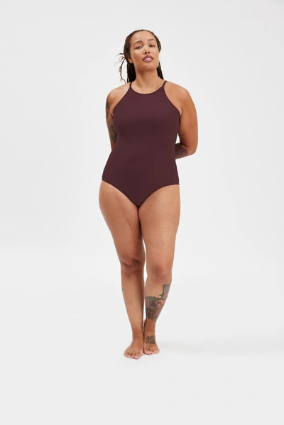 Girlfriend Collective Berry Marlow High Neck Bodysuit In Multicolor