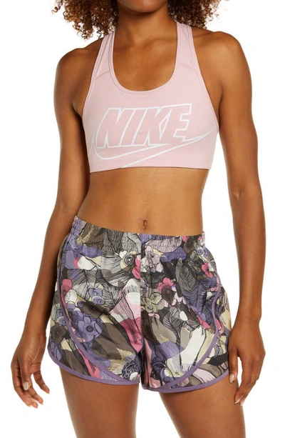 Nike Futura Dri-fit Sports Bra In Pink Glaze/ White