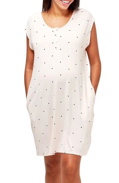Nom Maternity Clementine Maternity/nursing Nightgown In Dots