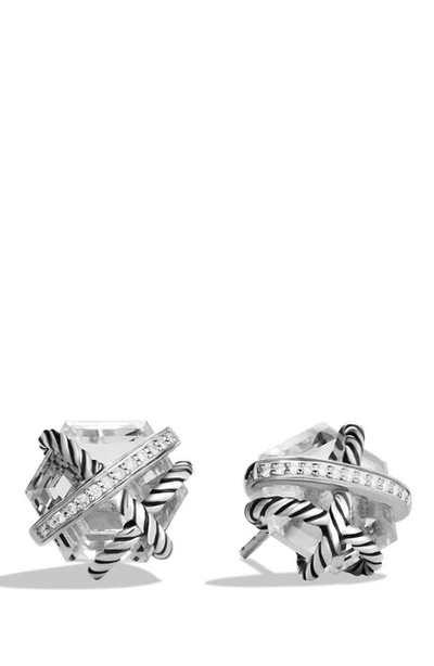 David Yurman Cable Wrap Earrings With Semiprecious Stones & Diamonds In Crystal