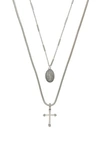 Ettika Like A Prayer Layered Cross And Coin Women's Necklace In Silver