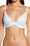 Natori Feathers Underwire Contour Bra In Baby Blue / White