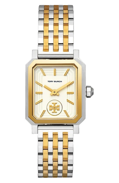 Tory Burch Robinson Mesh Bracelet Watch, 27mm X 29mm In Two Tone Gold
