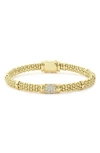 Lagos 18k Yellow Gold Caviar Small Diamond Slim Station Bracelet In Yellow Gold