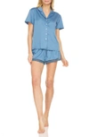 Flora Nikrooz Victoria Satin Short Pajamas In Blue