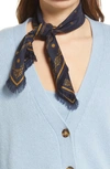 Treasure & Bond Print Square Silk Scarf In Navy Blazer Geo Bandana