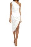 Elliatt Cassini Satin One-shoulder Dress In Ivory