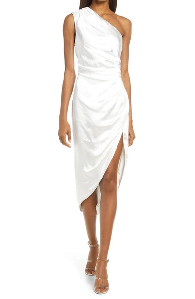 Elliatt Cassini Satin One-shoulder Dress In Ivory