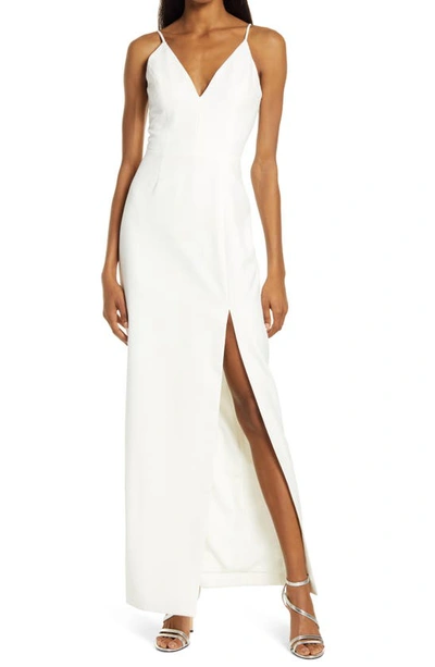 Wayf The Maisle Scuba Crepe Column Gown In Ivory