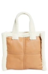 Stand Studio Lolita Faux-shearling And Faux-leather Tote Bag In Beige