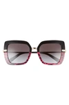 Dolce & Gabbana 52mm Square Sunglasses In Black/ Pink/ Light Grey