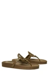 Tory Burch Miller Cloud Leather Thong Sandals In Olive