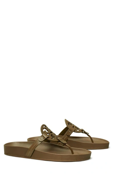 Tory Burch Miller Cloud Leather Thong Sandals In Olive