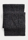 DOUBLE RL ARAN-KNIT WOOL-BLEND SCARF,0044889517