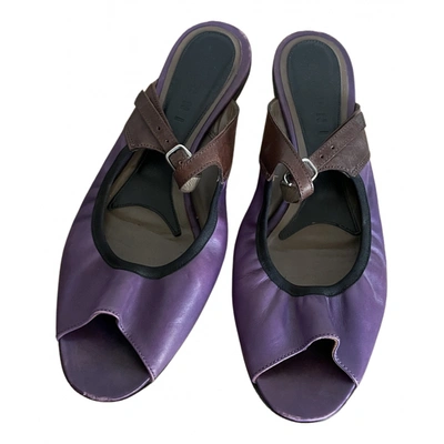 Pre-owned Marni Leather Ballet Flats In Purple