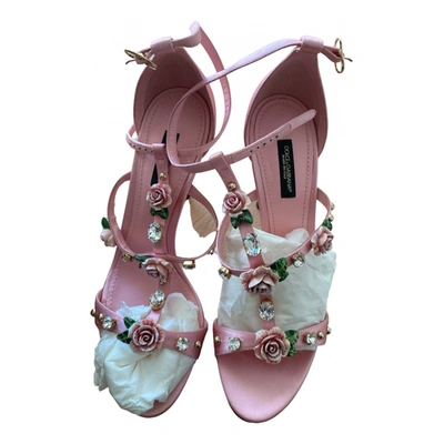 Pre-owned Dolce & Gabbana Cloth Sandals In Pink