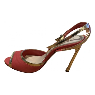 Pre-owned Sebastian Milano Leather Sandals In Red