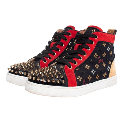 Pre-owned Christian Louboutin Lou Spikes Trainers In Red