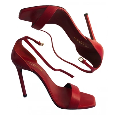 Pre-owned Saint Laurent Jane Leather Sandals In Red