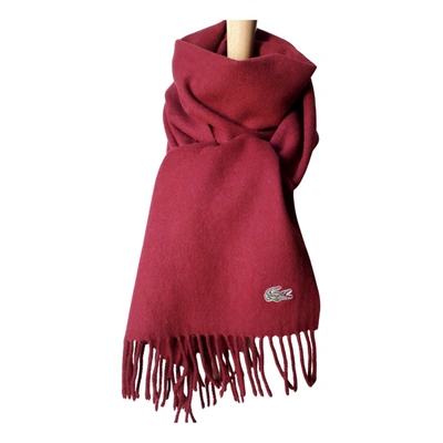 Pre-owned Lacoste Wool Scarf & Pocket Square In Burgundy