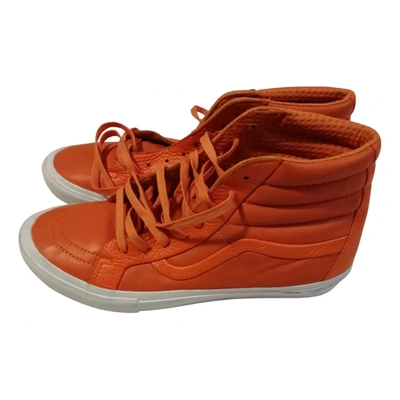 Pre-owned Vans Leather High Trainers In Orange
