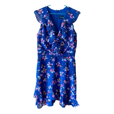 Pre-owned Saloni Silk Mini Dress In Blue