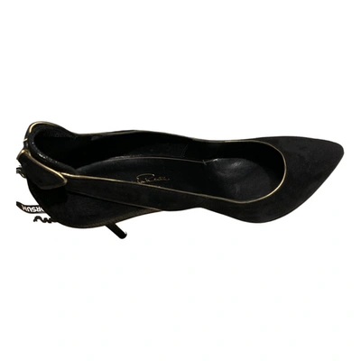 Pre-owned Oscar De La Renta Velvet Heels In Black