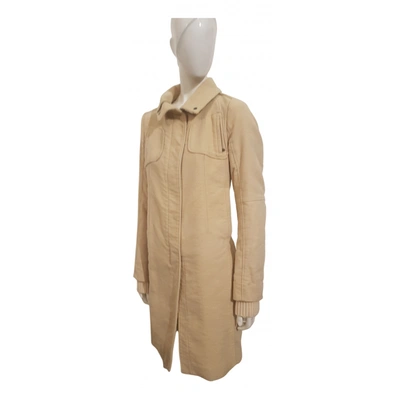 Pre-owned Costume National Peacoat In Beige