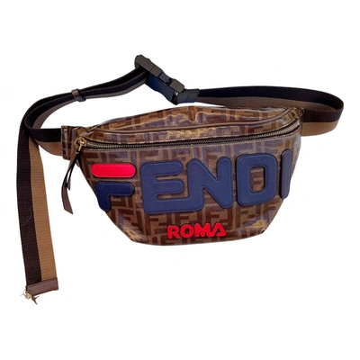Pre-owned Fendi X Fila Leather Handbag In Brown