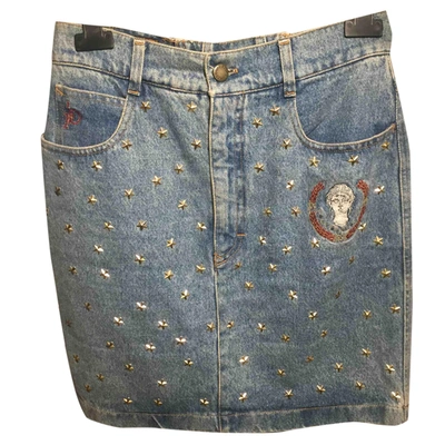 Pre-owned Roccobarocco Mini Skirt In Blue