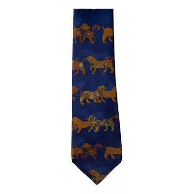 Pre-owned Roxy Silk Tie In Blue