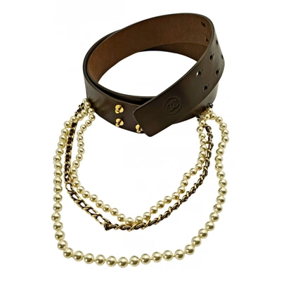 Pre-owned Chanel Leather Belt In Brown