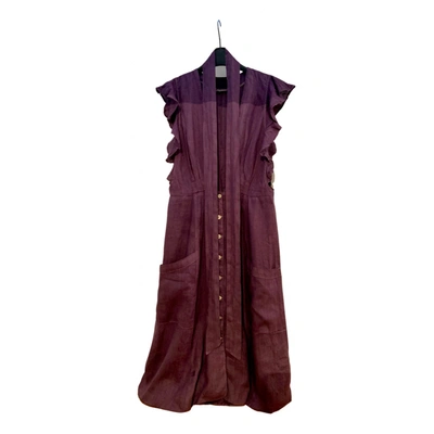 Pre-owned Reformation Linen Mid-length Dress In Purple