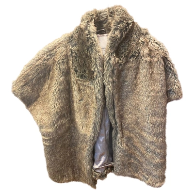 Pre-owned Bsb Faux Fur Coat In Brown