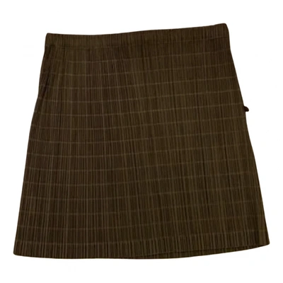 Pre-owned Pleats Please Mini Skirt In Green