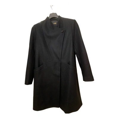 Pre-owned Maje Wool Coat In Black