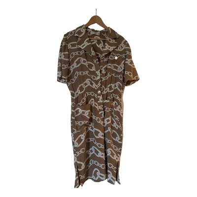 Pre-owned Valentino Silk Mid-length Dress In Beige